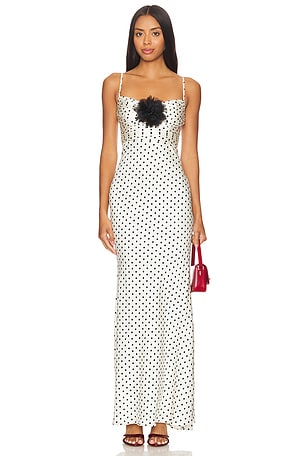 Polka Dot Satin Maxi Dress self-portrait