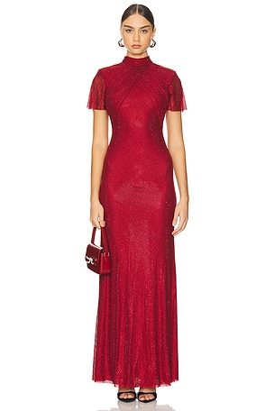 Rhinestone Mesh Maxi Dress self-portrait