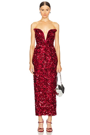 3D Sequin Midi Dress self-portrait