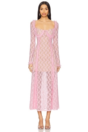 x Christopher Kane Lace Ruffle Midi Dress self-portrait