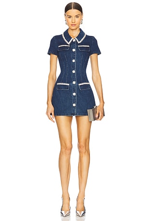 Denim Collared Mini Dress self-portrait