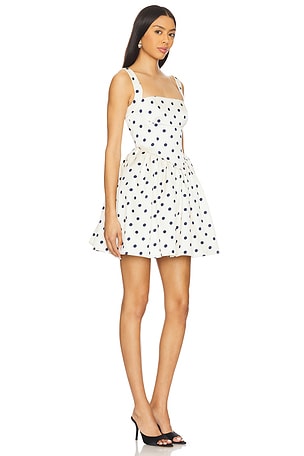 self-portrait Polka Dot Satin Mini Dress in Cream