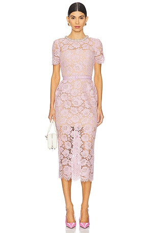 Fine Lace Pearl Midi Dress self-portrait