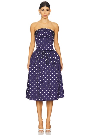 Polka Dot Satin Midi Dress self-portrait