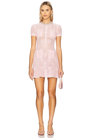 Bow Crochet Crystal Trim Mini Dress self-portrait