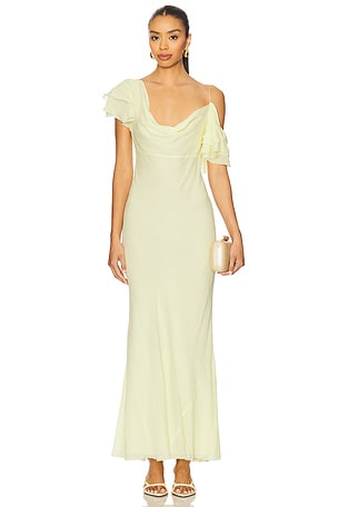 Georgette Frill Maxi Dress self-portrait