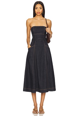 Denim Bandeau Midi Dress self-portrait