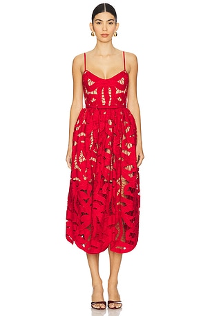 Bow Embroidered Midi Dress self-portrait
