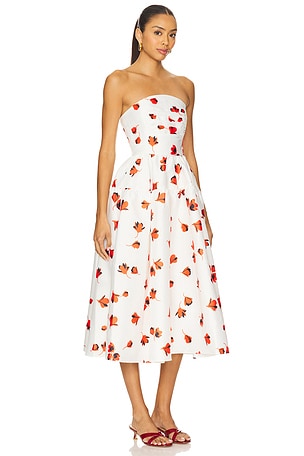 self-portrait Floral Midi Dress in White