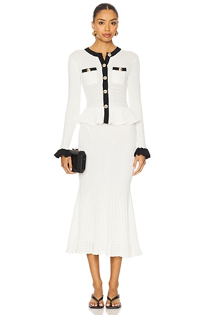 Knit Contrast Midi Dress self-portrait