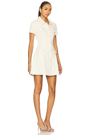 self-portrait Collared Denim Mini Dress in Cream. Size US 8/ UK 12. Also