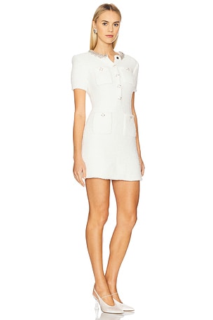 Self-portrait menivestido de punto texturizado en color crema