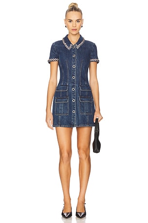 Crystal Trim Collared Mini Dress self-portrait