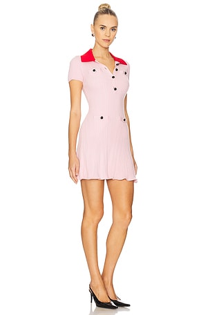 self-portrait Pink Contrast Collar Knit Mini Dress in Blush