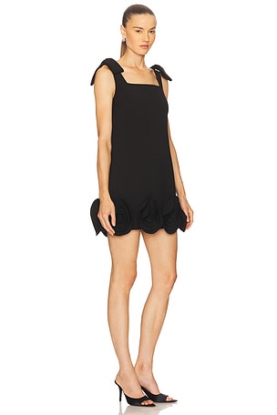 self-portrait Crepe 3d Flower Mini Dress in Black