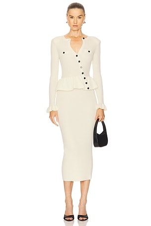 Asymmetric Knit Midi Dress self-portrait