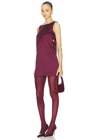 Burgundy Satin Cut Out Mini Dress self-portrait