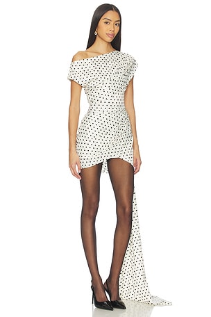 self-portrait Satin Tie Side Mini Dress in Cream