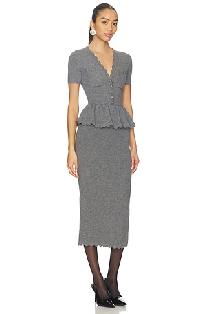 self-portrait Peplum Knit Midi Dress in Grey