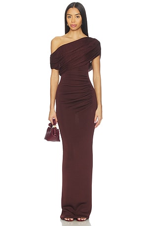 Draped Knit Midi Dress self-portrait