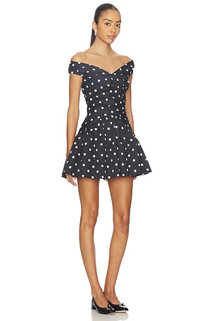 self-portrait Polka Dot Cotton Mini Dress in Black