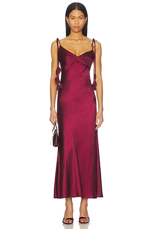 Satin Flower Midi Dress self-portrait