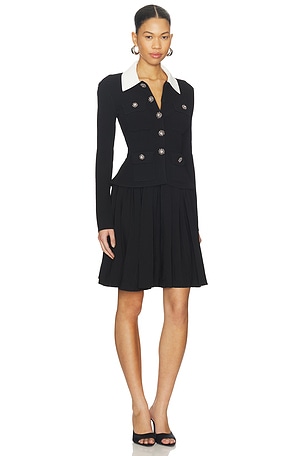 self-portrait Tailored Knit Mini Dress in Black