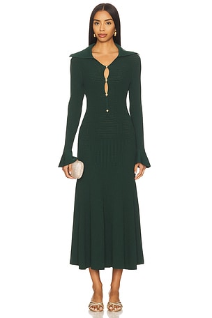 Keyhole Knit Midi Dress self-portrait