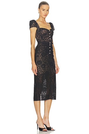 self-portrait Sweetheart Lace Midi Dress in Black