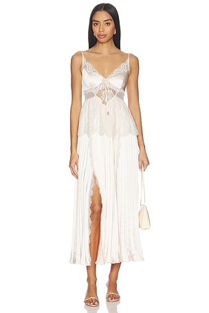 Blush Satin Lace Midi Dress self-portrait