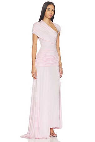 self-portrait Pink Jersey Draped Maxi Dress in Pink