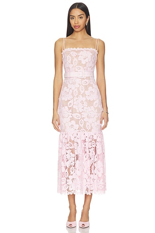 Pink Crochet Lace Midi Dress self-portrait