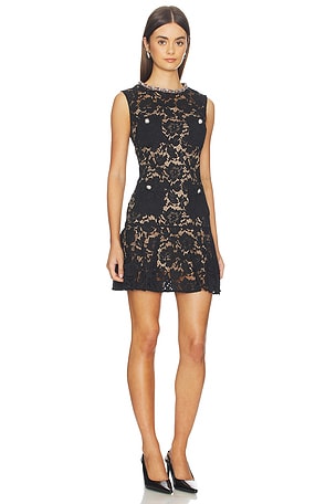self-portrait Black Lace Crystal Mini Dress in Black