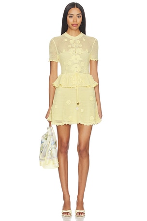 Yellow Floral Crochet Mini Dress self-portrait