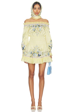 Yellow Floral Organza Ruffle Mini Dress self-portrait
