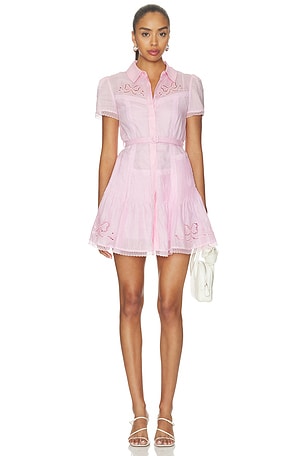 Pink Embroidered Mini Dress self-portrait
