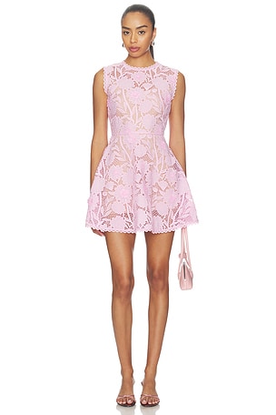 Pink Lace Mini Dress self-portrait