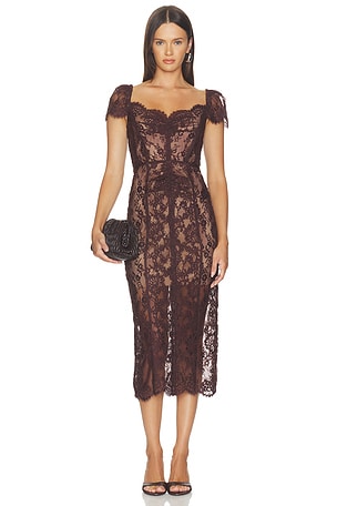 BROWN FLORAL LACE MIDI DRESS 미디 원피스 self-portrait