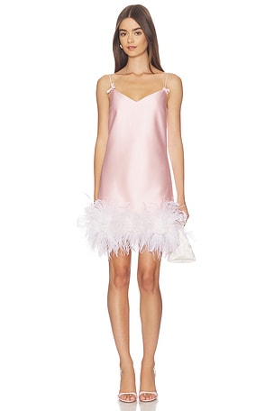 Pink Taffeta Feather Mini Dress self-portrait