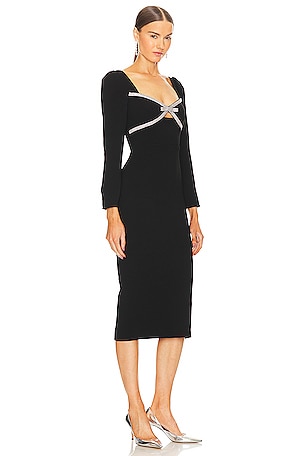 self-portrait Diamante Bow Midi Dress in Black