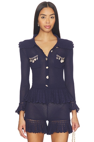 Navy Self Embellished Cardigan self-portrait