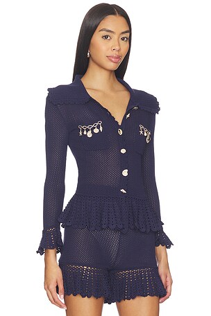 self-portrait Navy Self Embellished Cardigan in Navy