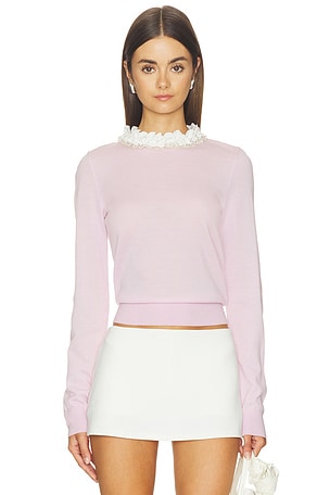 Pink Flower Light Knit Jumper self-portrait