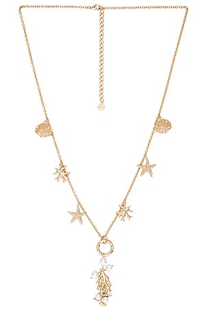 Gold Coral Charm Necklace self-portrait