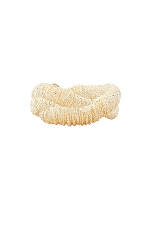 self-portrait Textured Gold Twisted Cuff in Metallic Gold