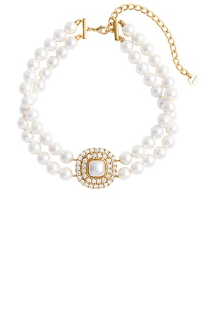 Gold Crystal Pearl Choker self-portrait
