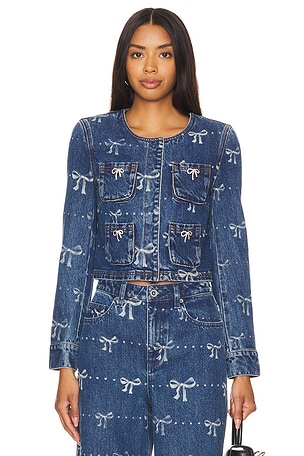 Bow Print Denim Jacketself-portrait$440