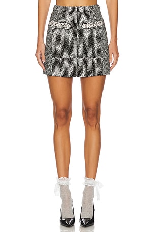 Herringbone Mini Skirt self-portrait