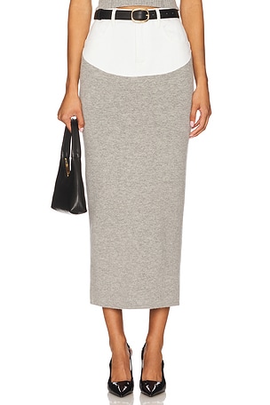 Knit Denim Insert Midi Skirt self-portrait
