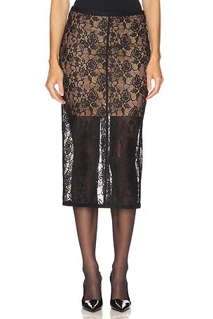 Floral Lace Midi Skirt self-portrait